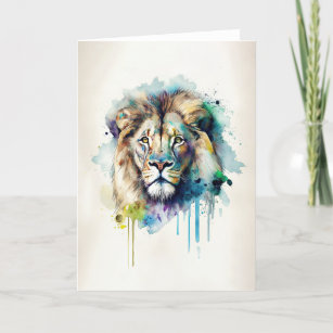 Carte Majestic Watercolor Lion