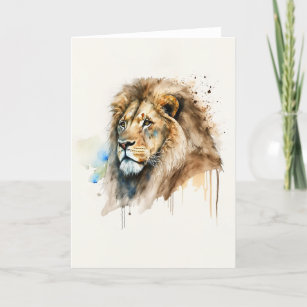 Carte Majestic Watercolor Lion
