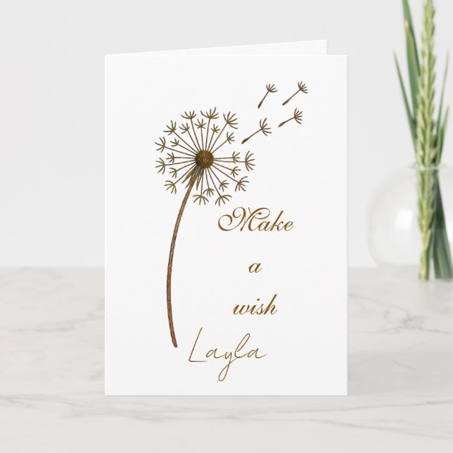 Carte Make a Wish Custom Text Dandelion (Devant)