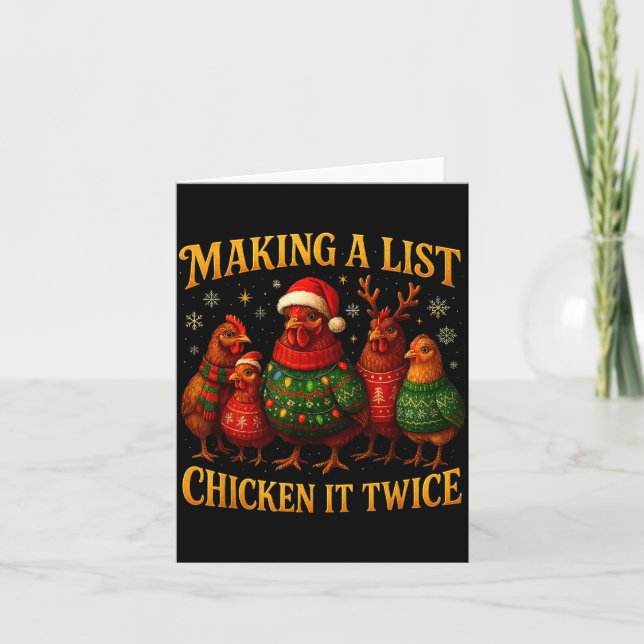Carte Making A List Chicken It Twice Funny Christmas  (Devant)
