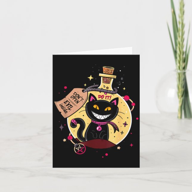 Carte Mal à l'intérieur - Chat amusant dans une bouteill (Devant)