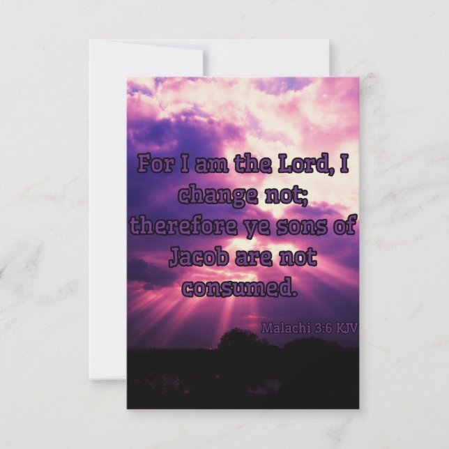 Carte Malachi 3:6 KJV Bible Verse Pic Salutation (Devant)