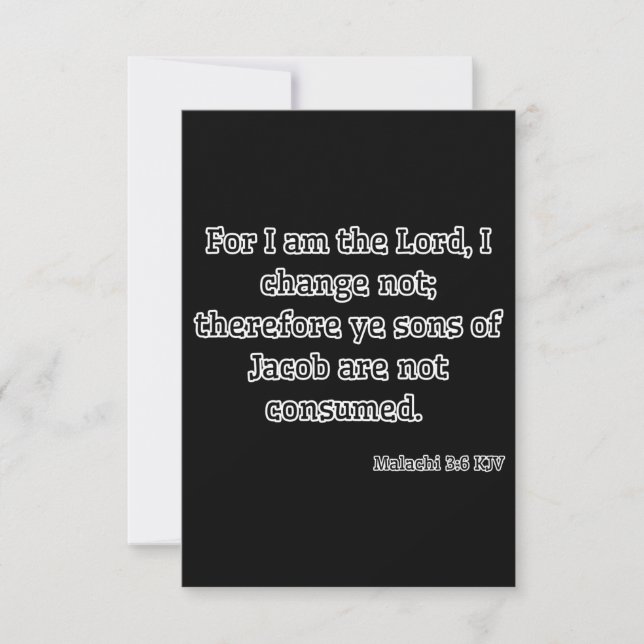 Carte Malachi 3:6 KJV Bible Verse Salutation (Devant)