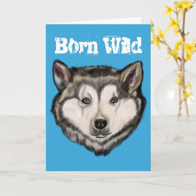 Carte Malamute d'Alaska (Fleur jaune)