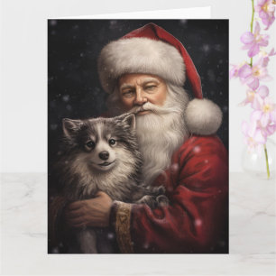 Carte Malamute d'Alaska avec Noël du Père Noël