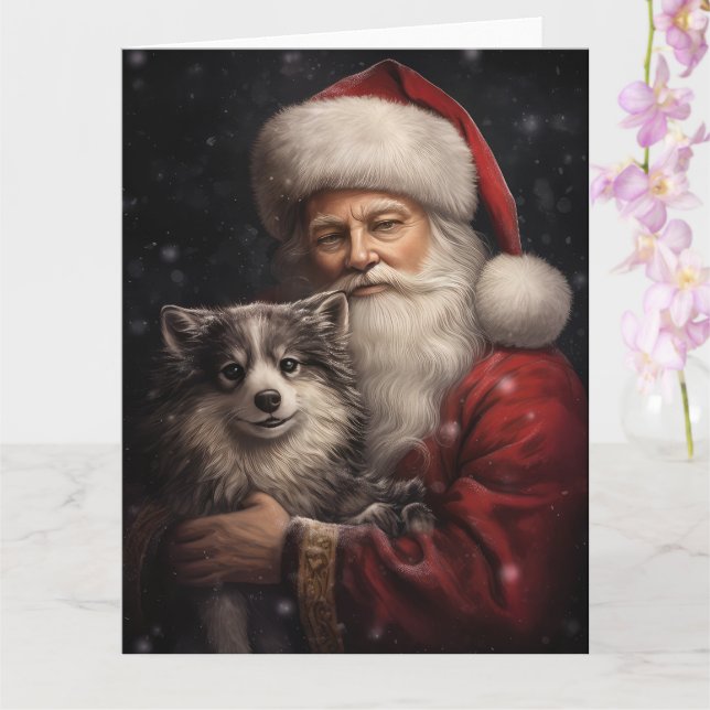 Carte Malamute d'Alaska avec Noël du Père Noël (Orchidée)