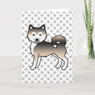 Carte Malamute d'Alaska chihuahua de dessin animé mignon