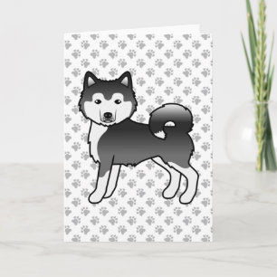 Carte Malamute d'Alaska noir et blanc Chien de dessin an