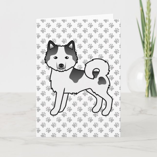 Carte Malamute d'Alaska pie noir mignon chien de dessin  (Devant)