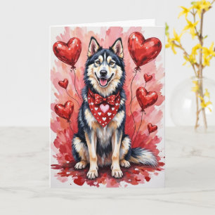 Carte Malamute d'Alaska pour la Saint-Valentin avec des