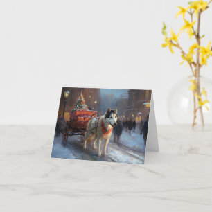 Carte Malamute d'Alaska Saison de Fêtes de Noël