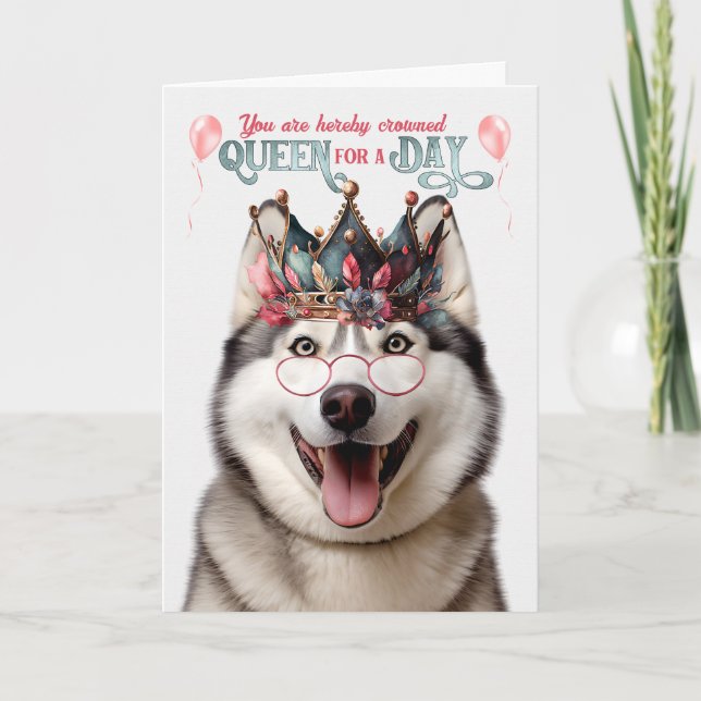 Carte Malamute Dog Queen pour une journée d'anniversaire (Devant)