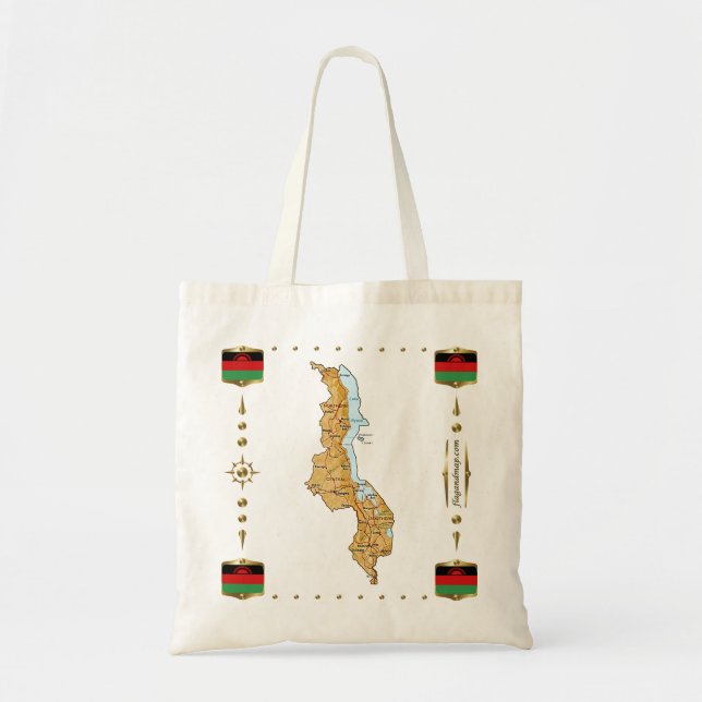 Carte Malawi + Sac à drapeaux (Devant)