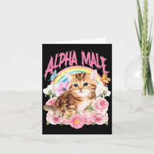 Carte Mâle Alpha Drôle Kitten Arc-en-ciel Floral Chat Me