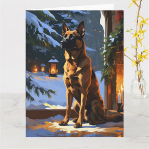 Carte Malinois Belge Avec Lumières De Noël