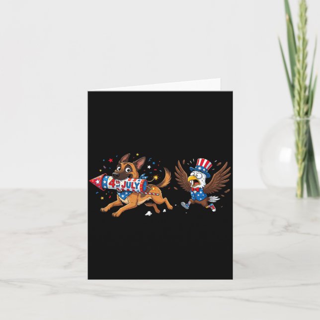 Carte Malinois belge Drapeau américain États-Unis Jour d (Devant)