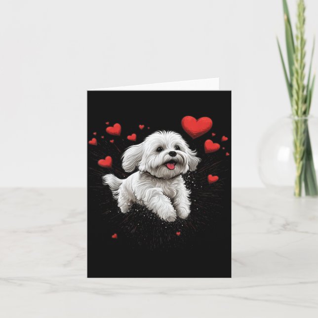 Carte Maltese Dog Love Heart For Valentines Day Maltese  (Devant)