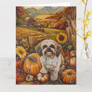 Carte Malti Tzu Chien Moisson d'automne Thankgiving