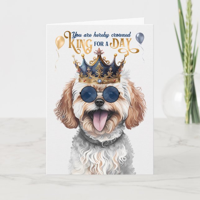 Carte Maltipoo Chien King pour une journée d'anniversair (Devant)