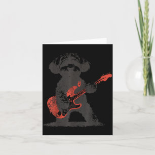 Carte Maltipoo vintage rock joue de la guitare chien drô