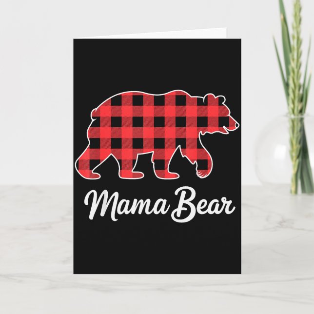 Carte Mama Bear Christmas Red Buffalo Plaid Family Match (Devant)