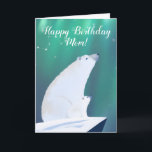 Carte Mama Bear et son bébé à regarder les étoiles<br><div class="desc">Belle carte d'ours polaire peinte à la main pour maman. Personnalisable !</div>