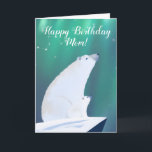 Carte Mama Bear et son bébé à regarder les étoiles<br><div class="desc">Belle carte d'ours polaire peinte à la main pour maman. Personnalisable !</div>