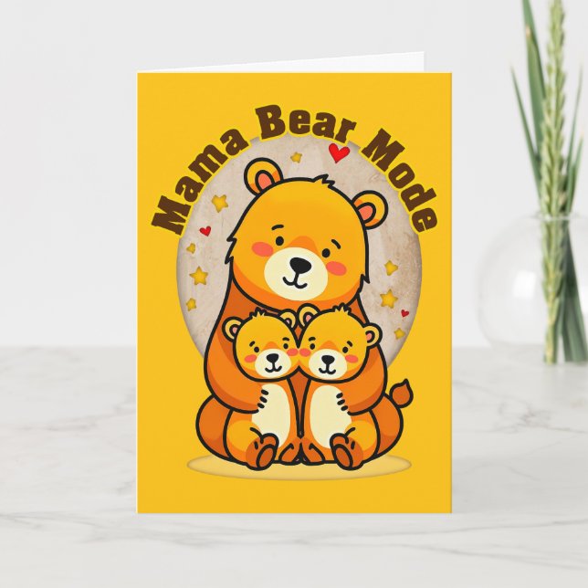 Carte Mama Bear Mode – Cute Mother Bear Illustration (Devant)