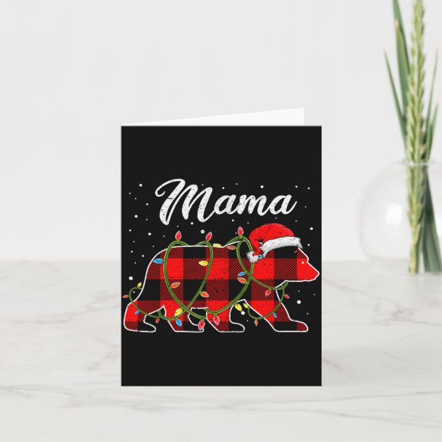 Carte Mama Bear Shirt, Red Buffalo Plaid Mom Bear Pajama (Devant)