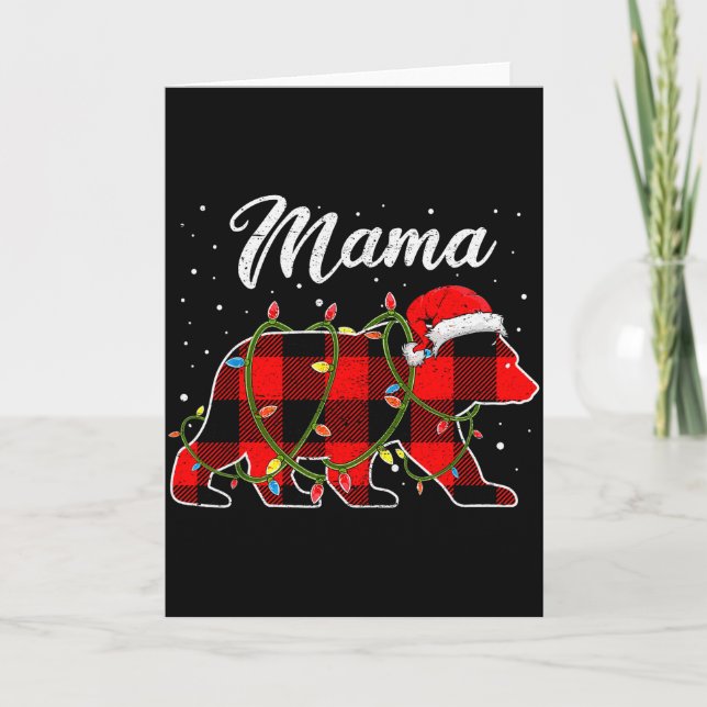 Carte Mama Bear Shirt, Red Buffalo Plaid Mom Bear Pajama (Devant)