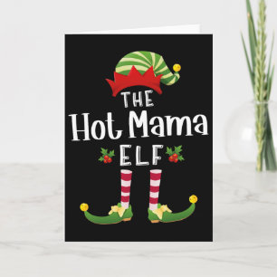 Carte Mama Chaude Elf Noël Combinaison de Noël assortie