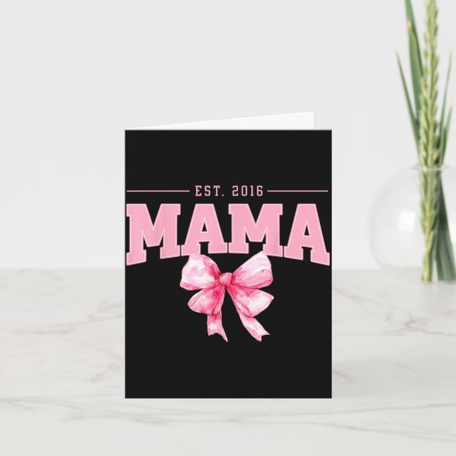 Carte Mama est maman coquette rose ruban rétro 2016 (Devant)