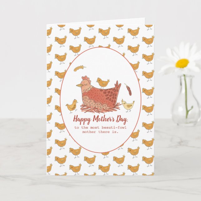 Carte Mama Hen et Chicks Funny Mother's Day (Petite plante)