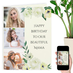 Carte Mama Joyeux anniversaire 3 Photo Aquarelle Florale