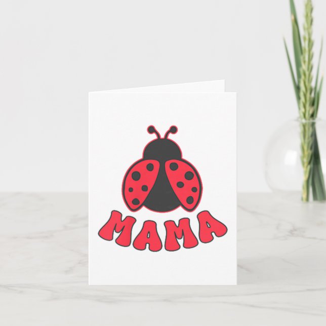 Carte Mama Ladybug Fille Premier Anniversaire Famille Te (Devant)