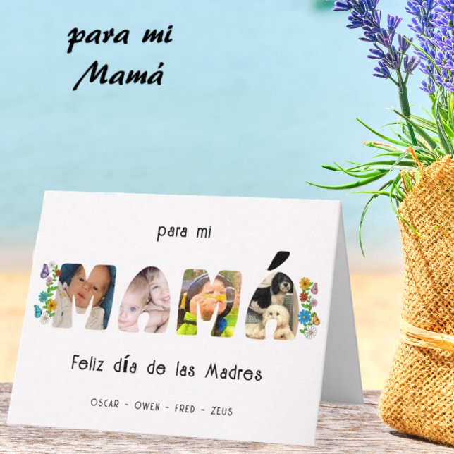 Carte Mamá papillon Fête des mères Photo et nom personna (Créateur téléchargé)