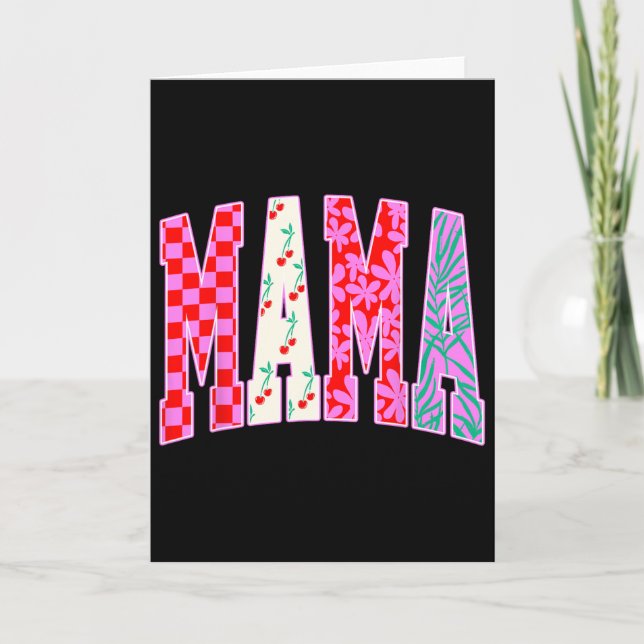 Carte Mama tendance À damiers Cerises Bow Halloween Fami (Devant)