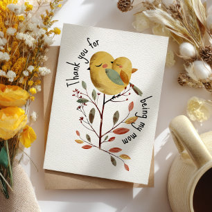 Carte Mama Whimsical Bird & Chick avec photo Fête des Mè