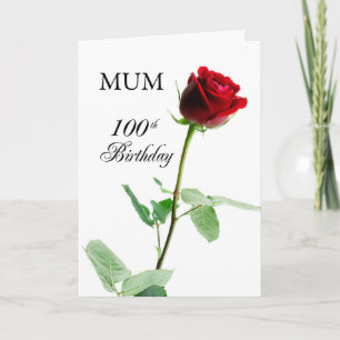 Carte Maman, 100e anniversaire Rose rouge, Fleur