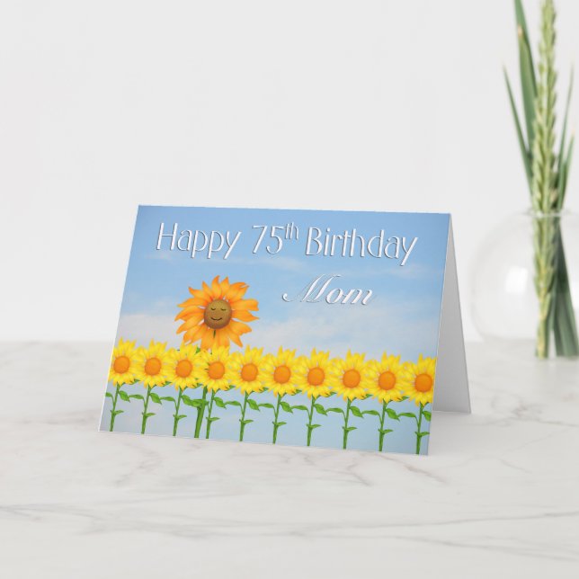 Carte Maman, 75e anniversaire, Tournesols (Devant)