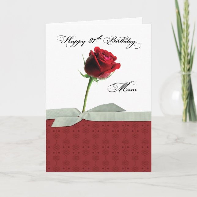 Carte Maman 87e anniversaire Rose rouge (Devant)