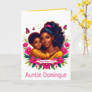 Carte Maman afro-américaine et fils Bonne fête des mères