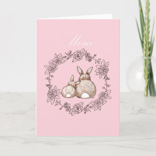 Carte Maman Anniversaire, Fête des mères, mignonnes lapi