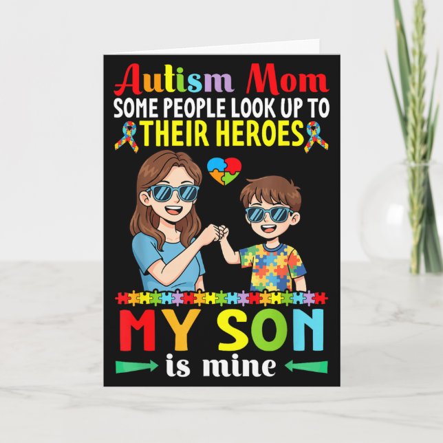 Carte Maman autiste Mon fils est mon héros Acceptation S (Devant)