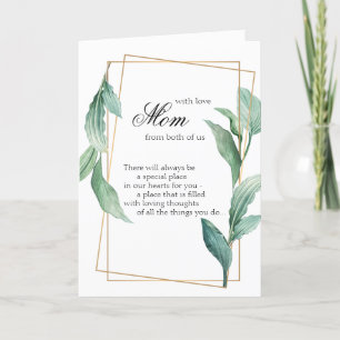 Carte Maman avec Love Green et Gold Tropical Feuilles