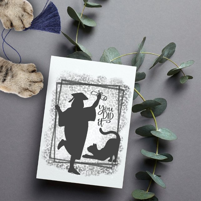 Carte Maman Chat Chic Minimaliste Drôle de Remise de Dip (Créateur téléchargé)