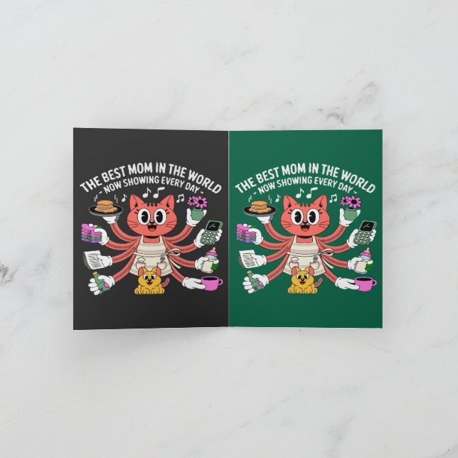 Carte Maman Chat Drôle Multi-Tâches La Meilleure Maman (Intérieur)