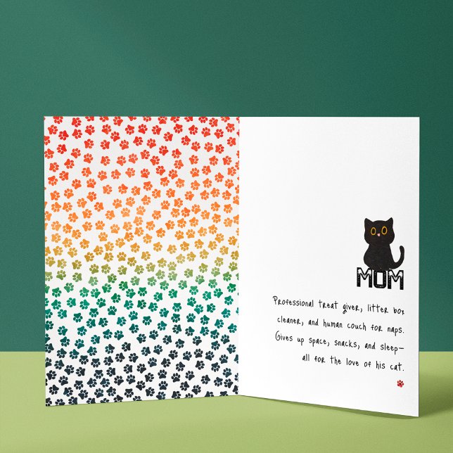 Carte Maman Chat Noir Simple Retro Coucher de Soleil Drô (Créateur téléchargé)