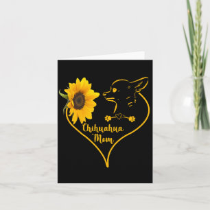 Carte Maman Chihuahua avec cœur de tournesol Fête des mè