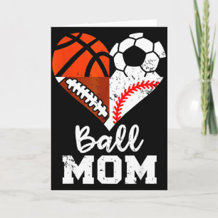 Carte Maman de balle Cœur Drôle de football Basketball B